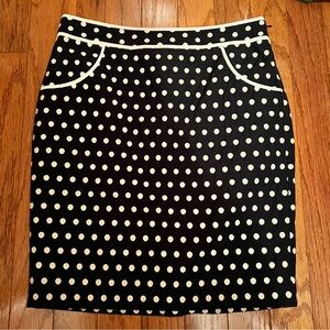 The Limited Navy and White Polka Dot Pencil Skirt